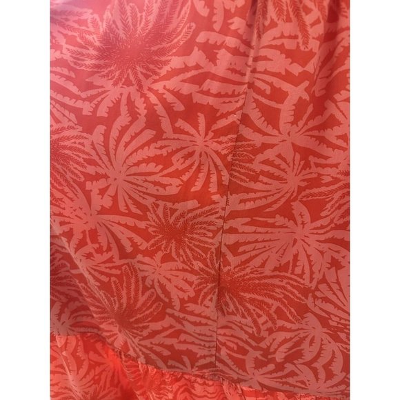 Betsey Johnson Orange Red Palms of Paradise Smocked Maxi Dress Size M Ruffle - Picture 6 of 8